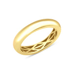 yellow gold dome ring with a hidden lattice interior on white background