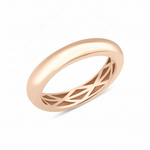 rose gold dome ring with a hidden lattice interior on white background