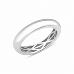 white gold dome ring with a hidden lattice interior on white background