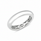white gold dome ring with a hidden lattice interior on white background
