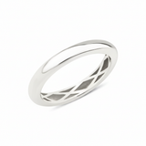 white gold band ring with a hidden lattice interior on white background
