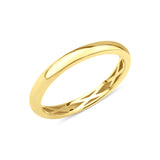 yellow gold band ring with a subtle carved interior on white background
