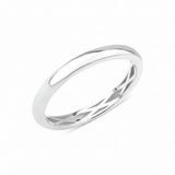 white gold band ring with a subtle carved interior on white background