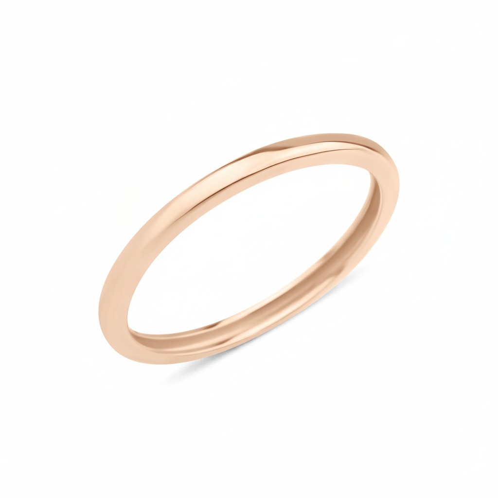 rose gold Linea band ring on a white background