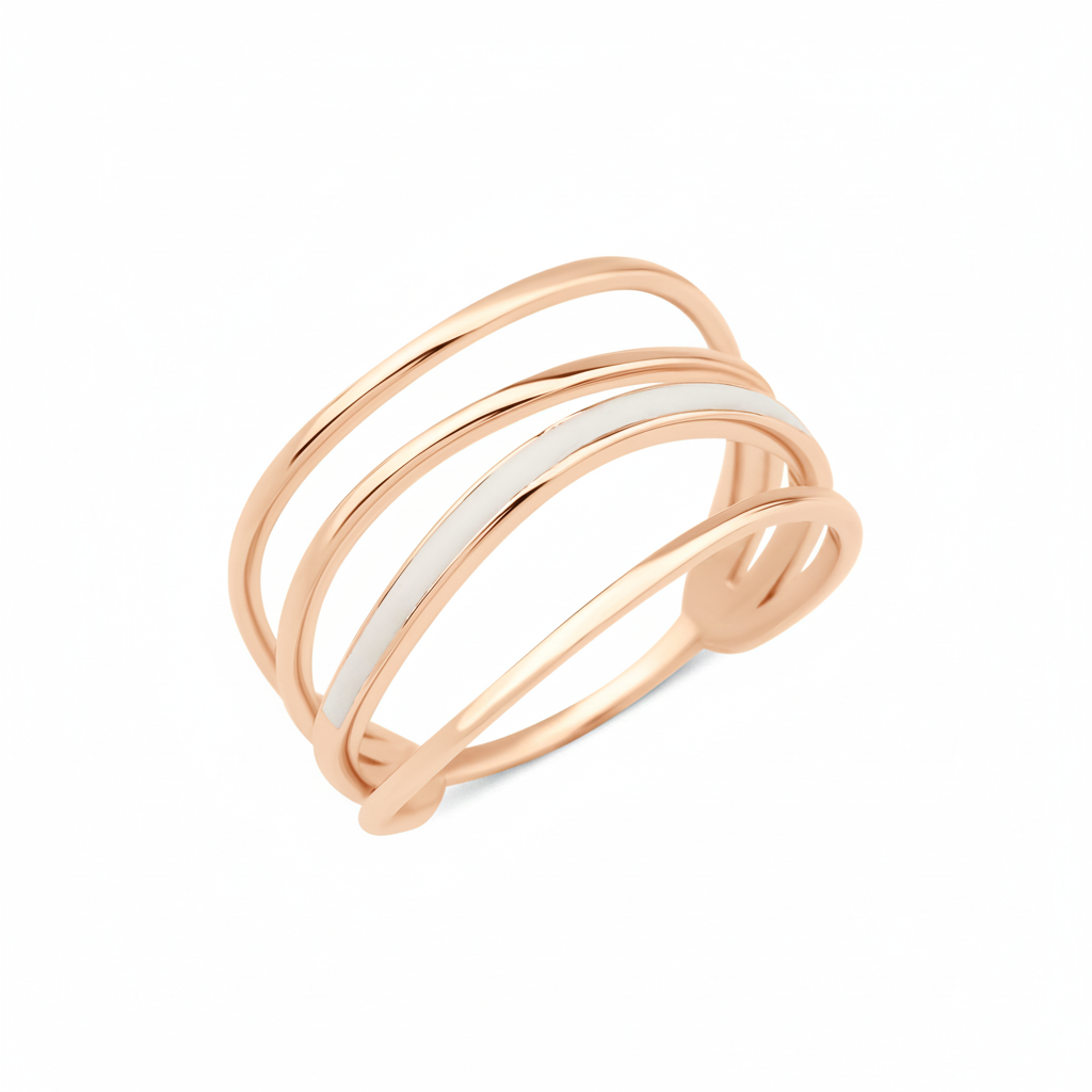 rose gold multi-band Linea inlay ring on a white background