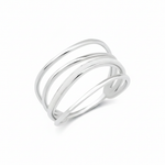 white gold multi-band Linea inlay ring on a white background