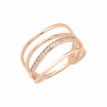 rose gold multi-band Linea stone ring on a white background