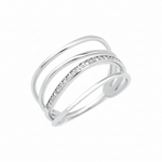 white gold multi-band Linea stone ring on a white background