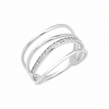 white gold multi-band Linea stone ring on a white background