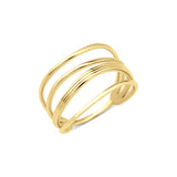 yellow gold layered Strata stack ring on a white background