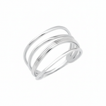 white gold layered Strata stack ring on a white background