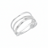 white gold layered Strata stack ring on a white background