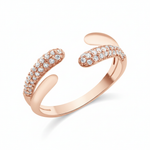 rose gold open bypass Solis ring on a white background