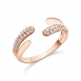 rose gold open bypass Solis ring on a white background