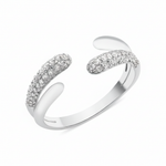 white gold open bypass Solis ring on a white background
