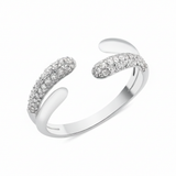 white gold open bypass Solis ring on a white background
