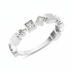 white gold Tessera cube ring on a white background
