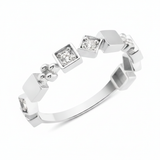 white gold Tessera cube ring on a white background