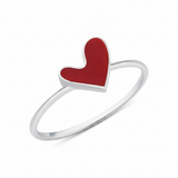 white gold Cora heart ring on a white background
