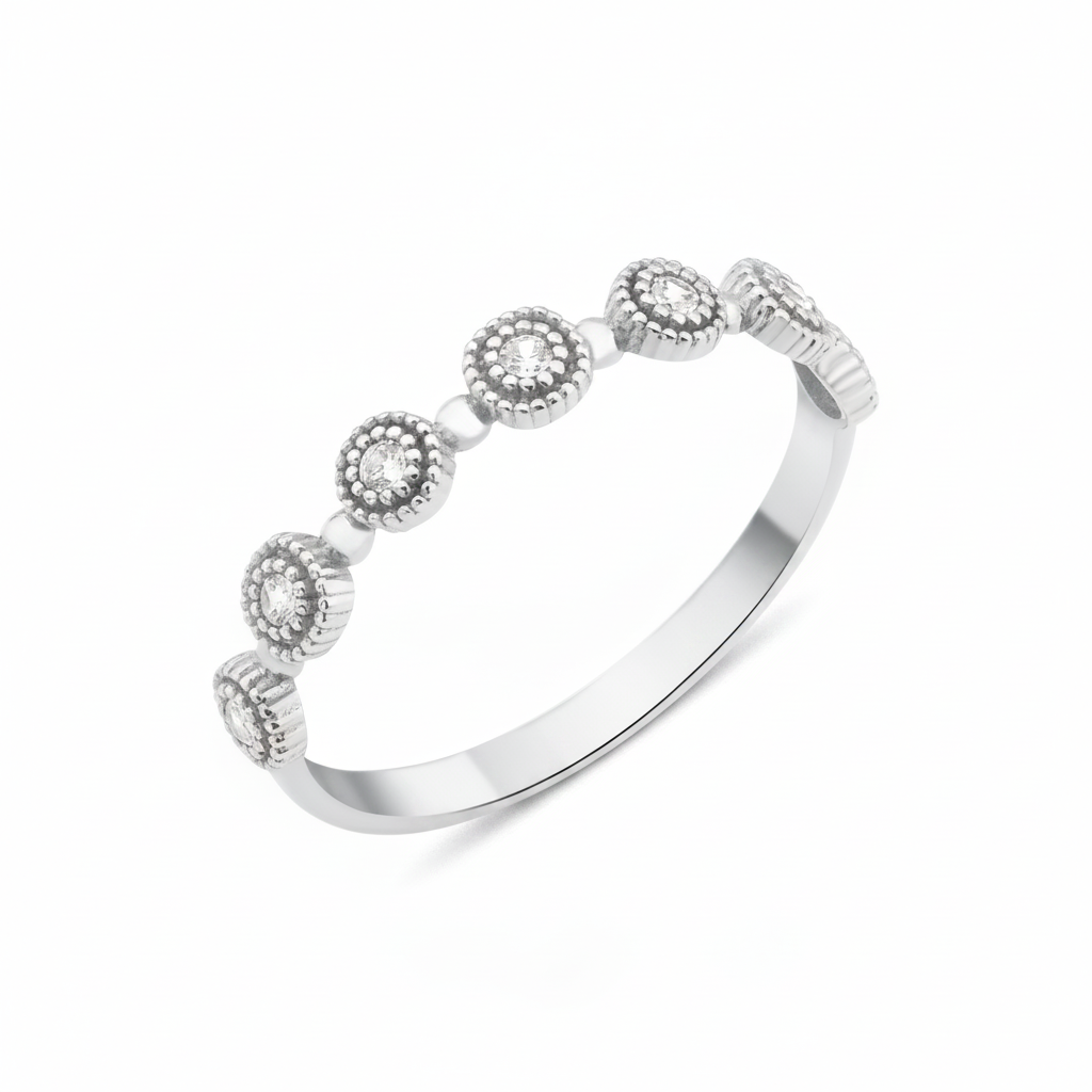 white gold Aurelia station ring on a white background