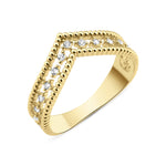 yellow gold chevron Cresta ring on a white background