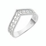white gold chevron Cresta ring on a white background
