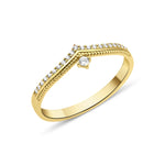 yellow gold Vesper chevron drop ring on a white background