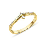 yellow gold Vesper chevron drop ring on a white background