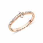 rose gold Vesper chevron drop ring on a white background