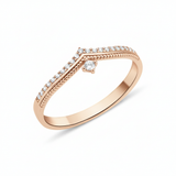 rose gold Vesper chevron drop ring on a white background