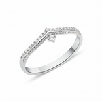 white gold Vesper chevron drop ring on a white background