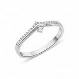 white gold Vesper chevron drop ring on a white background