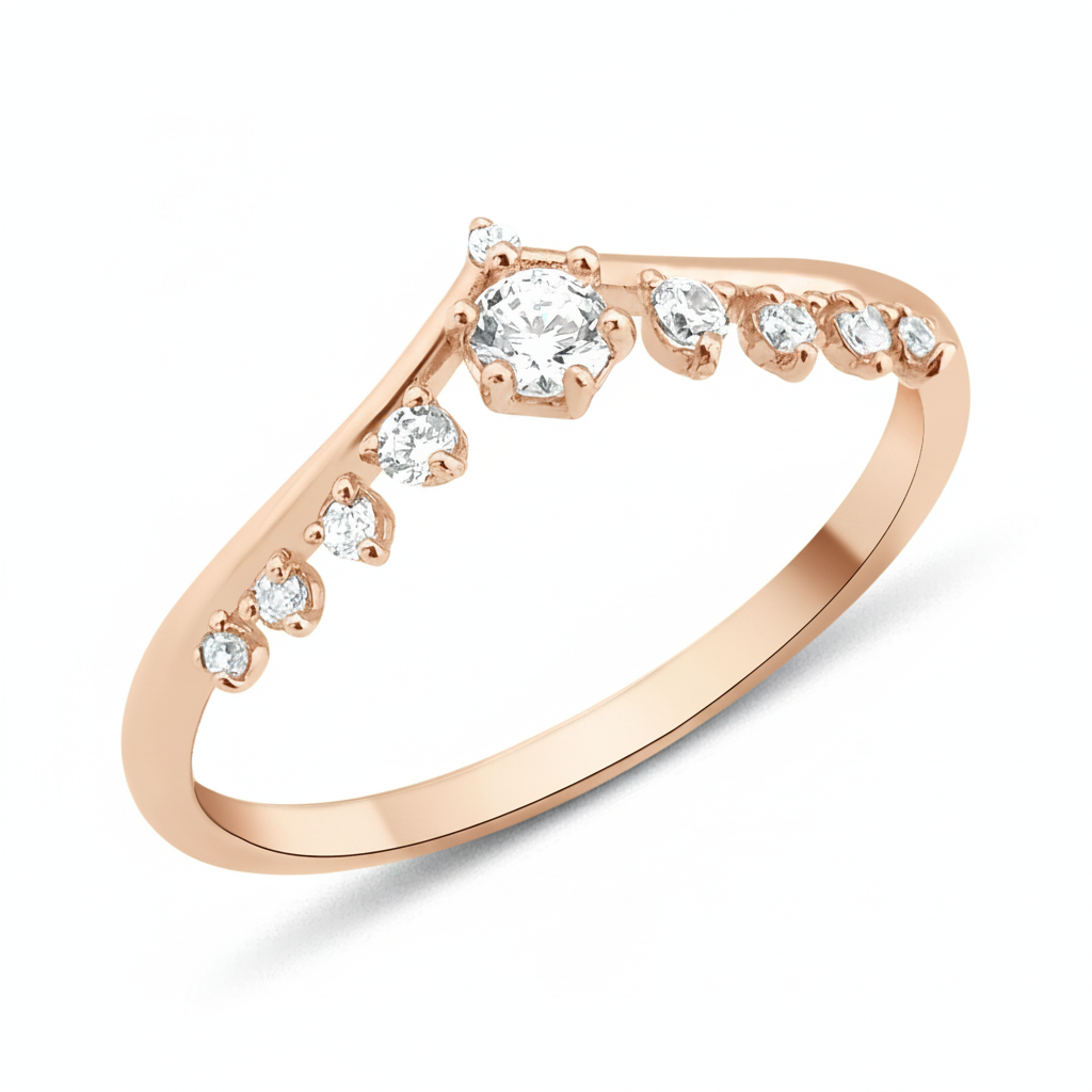 rose gold Cresta crown ring on a white background