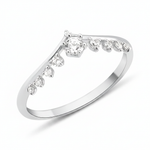 white gold Cresta crown ring on a white background