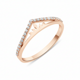 rose gold Solis sunburst ring on a white background