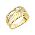 yellow gold Aria weave ring on a white background