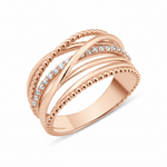 rose gold Aria weave ring on a white background