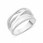 white gold Aria weave ring on a white background