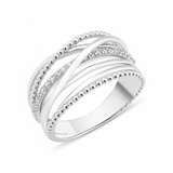 white gold Aria weave ring on a white background