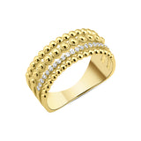 yellow gold Cadence beaded ring on a white background