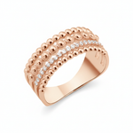rose gold Cadence beaded ring on a white background