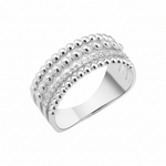 white gold Cadence beaded ring on a white background