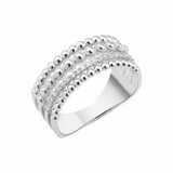 white gold Cadence beaded ring on a white background