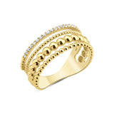 yellow gold Cadence multi-row stack ring on a white background