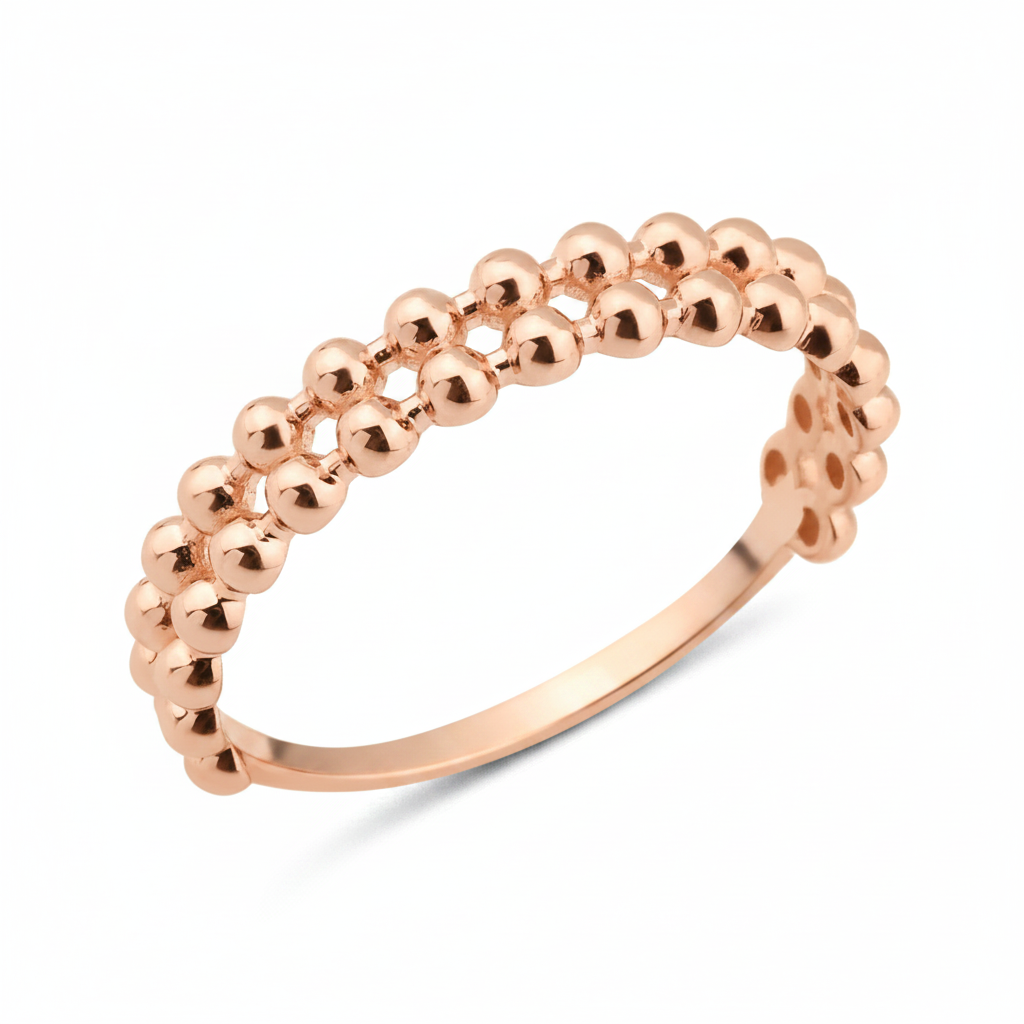 rose gold Cadence sphere ring on a white background