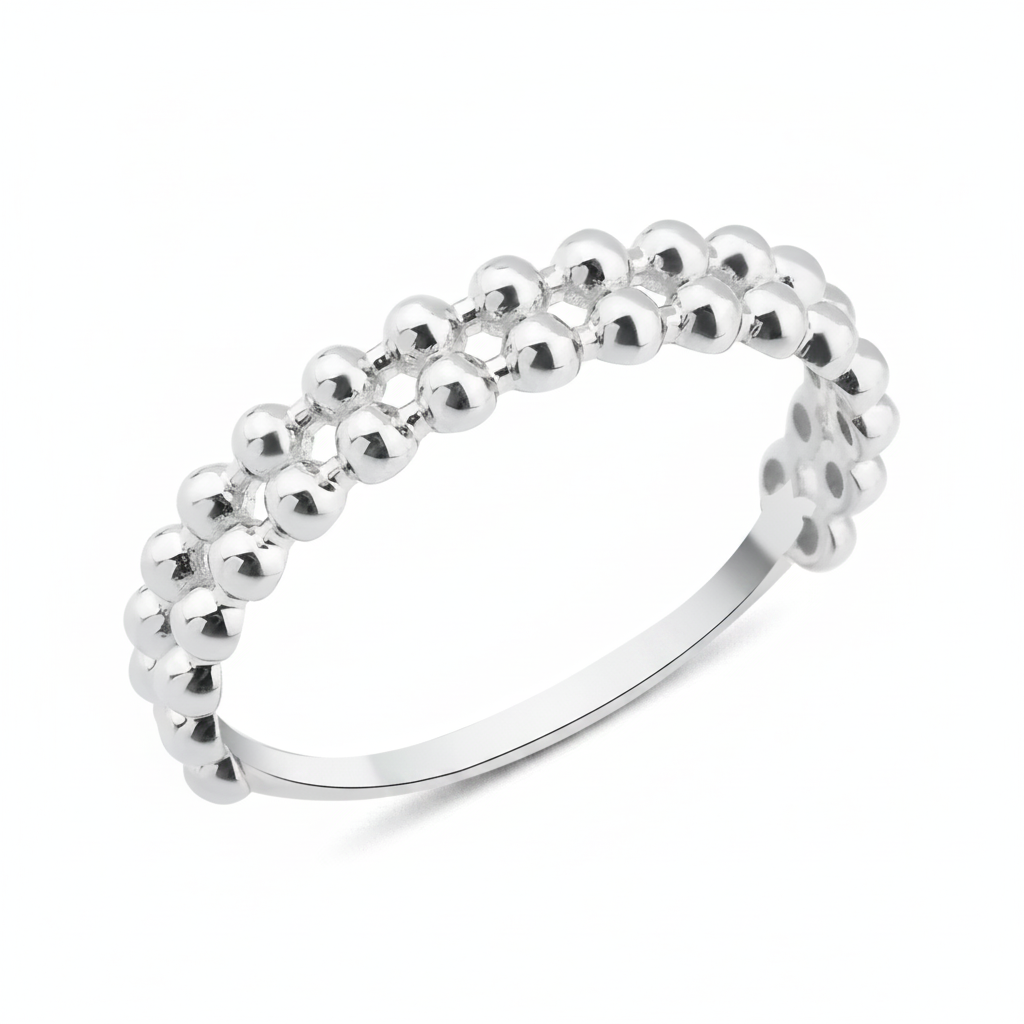 white gold Cadence sphere ring on a white background