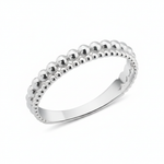 white gold Cadence beaded ring on a white background