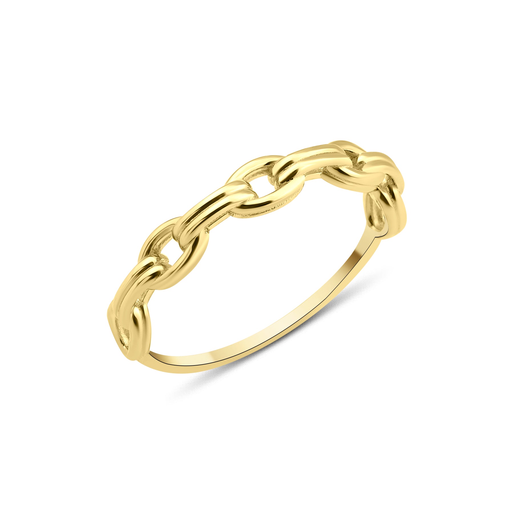 yellow gold Lian link ring on a white background