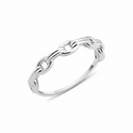 white gold Lian link ring on a white background