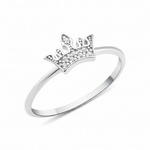 white gold Reina crown ring on a white background